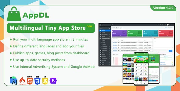 AppDL v1.3.0 Nulled - Многоязычный магазин приложений Tiny