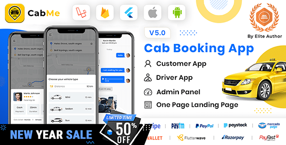 CabME v5.0 Nulled - Полное приложение Flutter Taxi