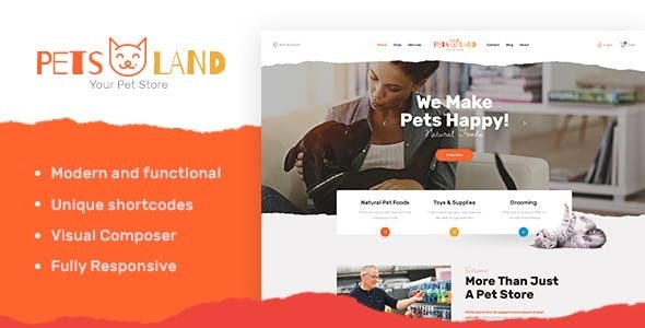 Pets Land v1.2.7 Nulled - Ветеринарная тема WordPress для магазина домашних животных