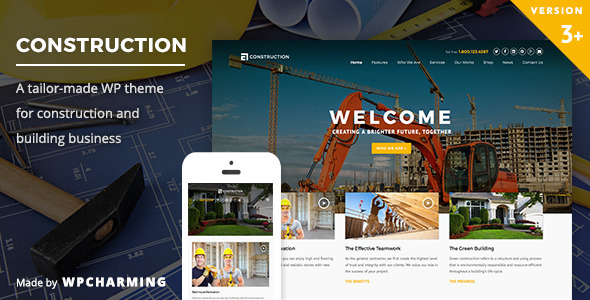 Construction v3.8 Nulled - WP Construction, Строительный бизнес