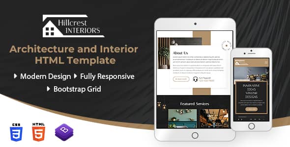 Hillcrest Nulled - HTML-шаблон дизайна интерьера