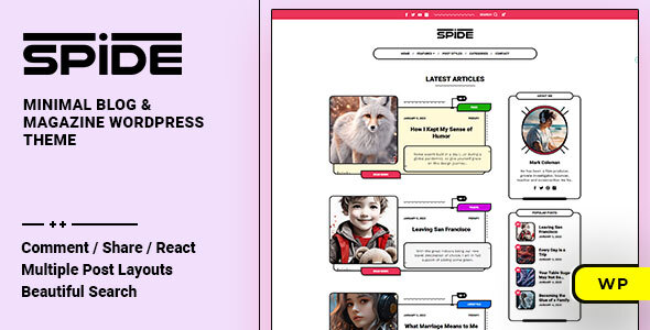 Spide v1.0.4 Nulled - Тема WordPress для личного блога и журнала